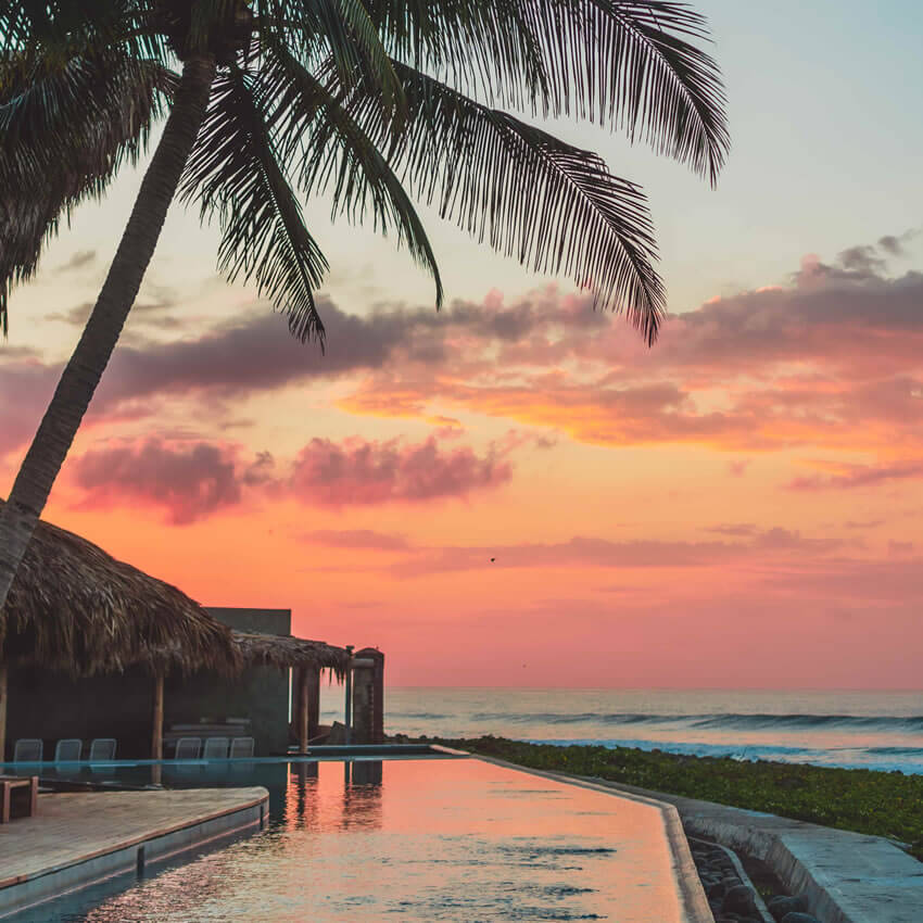 sunrise poolside at El Salvador Womens Retreat