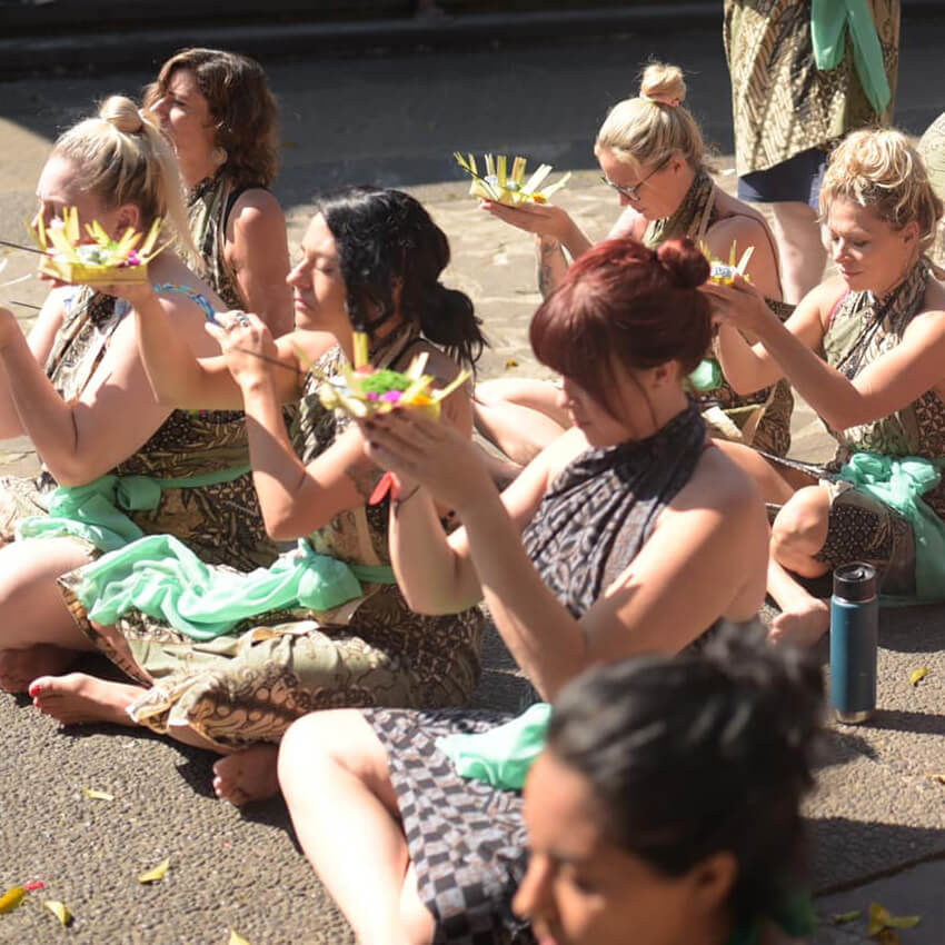 women performing sacred rituals in Ubud Bali at women's retreat