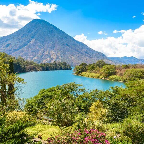 landscape scene of a women's retreat at Guatemala Lake Atitlán